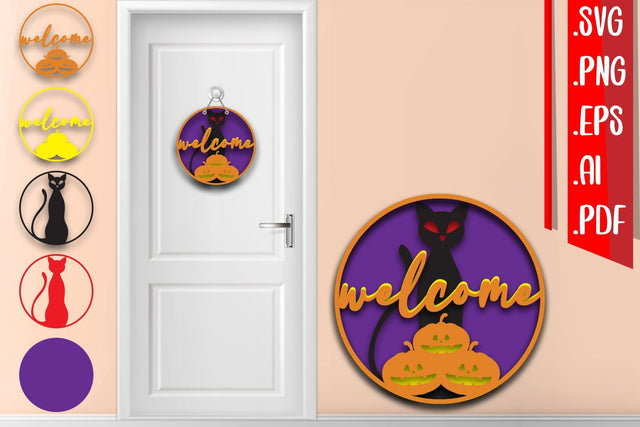 Halloween Layered Door Sign 6 SVG zafrans studio 