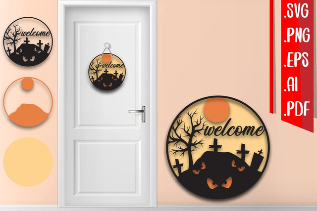 Halloween Layered Door Sign 7 SVG zafrans studio 