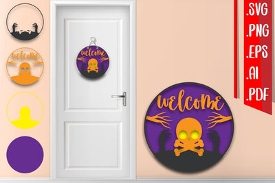Halloween Layered Door Sign 8 SVG zafrans studio 