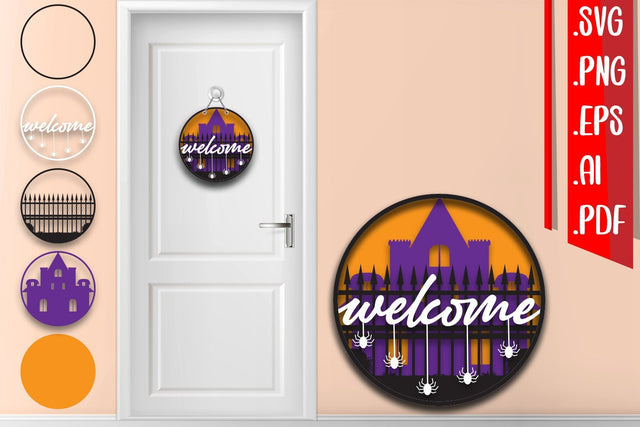 Halloween Layered Door Sign 9 SVG zafrans studio 
