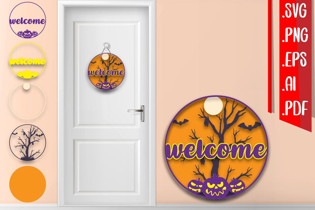 Halloween Layered Door Sign SVG zafrans studio 