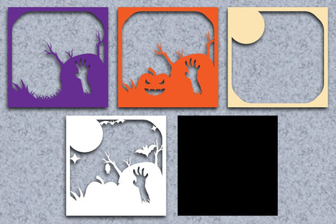 Halloween Layered Papercut 9 3D Paper zafrans studio 