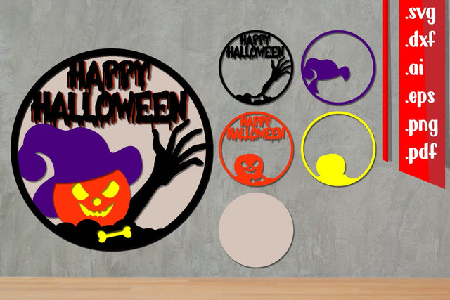 Halloween Layered Round Sign 2 3D Paper zafrans studio 