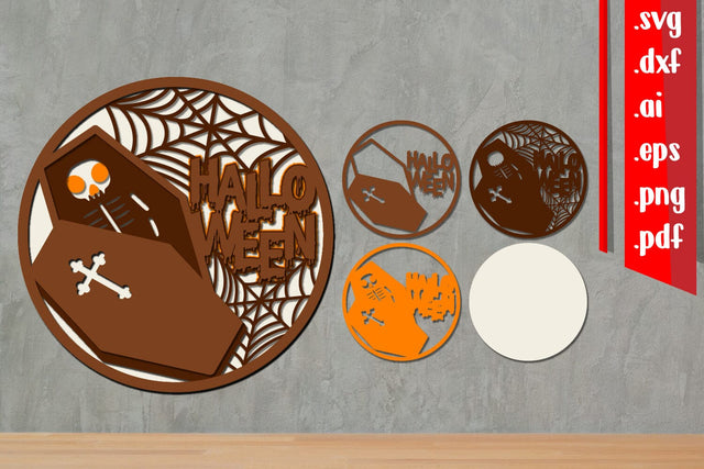 Halloween Layered Round Sign 3 SVG zafrans studio 