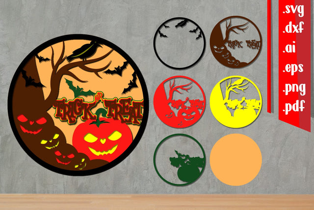 Halloween Layered Round Sign 4 SVG zafrans studio 