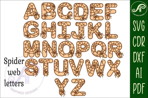 Halloween letters SVG laser cut files. 52 x 2 layer design SVG APInspireddesigns 