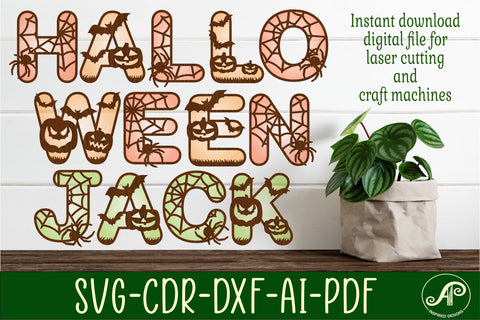 Halloween letters SVG laser cut files. 52 x 2 layer design SVG APInspireddesigns 