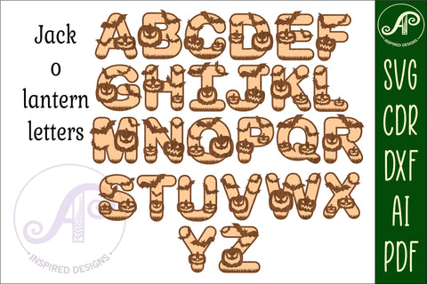 Halloween letters SVG laser cut files. 52 x 2 layer design SVG APInspireddesigns 