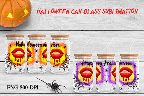 Halloween libbey can glass | Halloween lips sublimation Sublimation Svetana Studio 