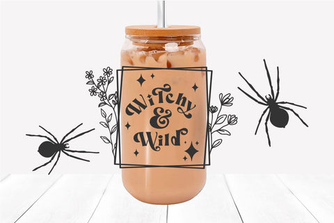 Halloween Libbey Can Glass Wrap 16 Oz | Retro Witch Wrap SVG SVG OrangeBrushStudio 