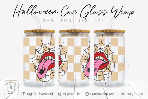 Halloween Libbey Can Glass Wrap |Retro Beer Can Glass SVG SVG OrangeBrushStudio 