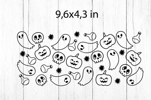 Halloween Libbey Glass Can SVG. Ghost Glass Can Wrap SVG. SVG Samaha Design 