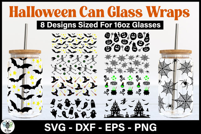 Halloween Libbey Glass Can Wraps SVG Bundle SVG B Renee Design 
