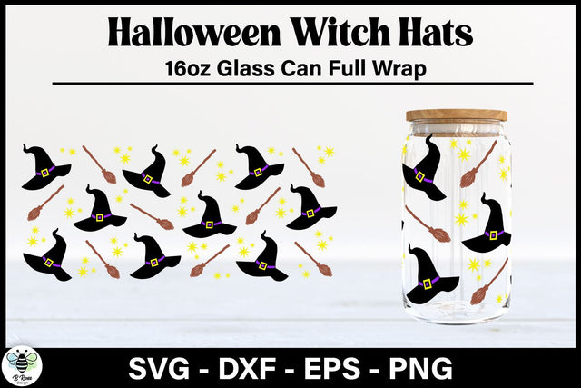 Halloween Libbey Glass SVG | Witch Hat Glass Can Wrap SVG B Renee Design 
