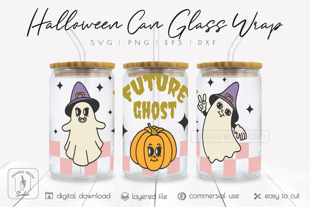 Halloween Libbey Glass SVG Wrap Halloween Glass Can SVG SVG OrangeBrushStudio 