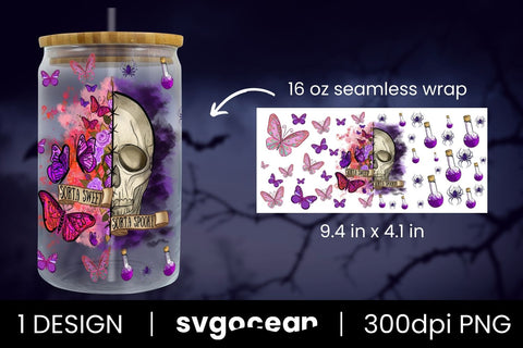 Halloween Libbey Wrap Design | 16 Oz Libbey Glass Sublimation SvgOcean 