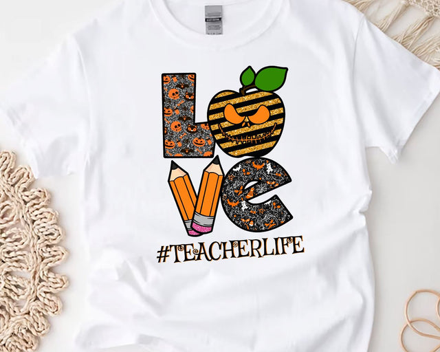Halloween LOVE Teacher Life Png, Halloween Gift For Teacher, Halloween Teacher Appreciation Png, Halloween Vibes Sublimation Downloads Sublimation BouDesign 
