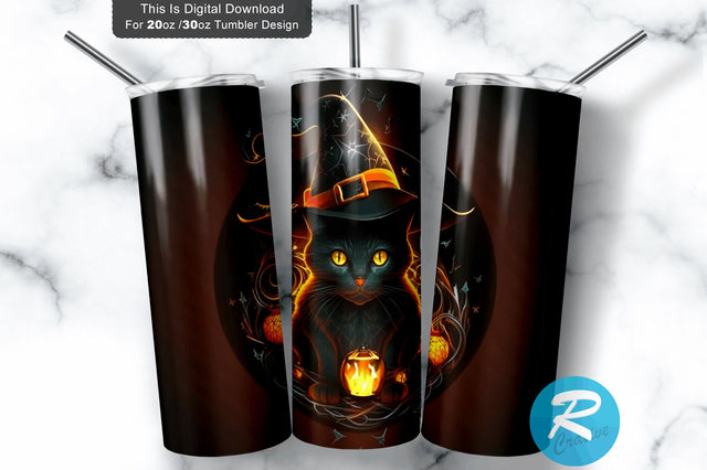 Halloween Magic Cat 20 oz / 30 oz Tumbler PNG Sublimation Regulrcrative 