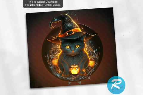 Halloween Magic Cat 20 oz / 30 oz Tumbler PNG Sublimation Regulrcrative 