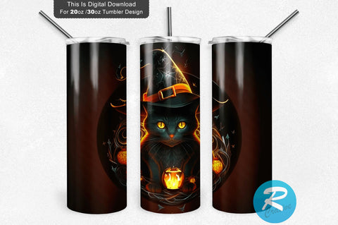 Halloween Magic Cat 20 oz / 30 oz Tumbler PNG Sublimation Regulrcrative 
