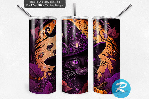 Halloween Magic Cat Witch 20 oz / 30 oz Tumbler PNG Sublimation Regulrcrative 
