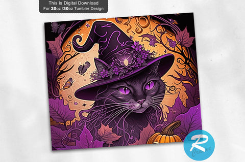 Halloween Magic Cat Witch 20 oz / 30 oz Tumbler PNG Sublimation Regulrcrative 
