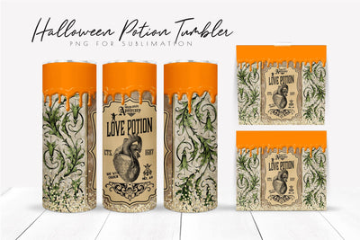 Halloween Magic Potion Tumbler Wrap 20 Oz Skinny Tumbler Sublimation OrangeBrushStudio 