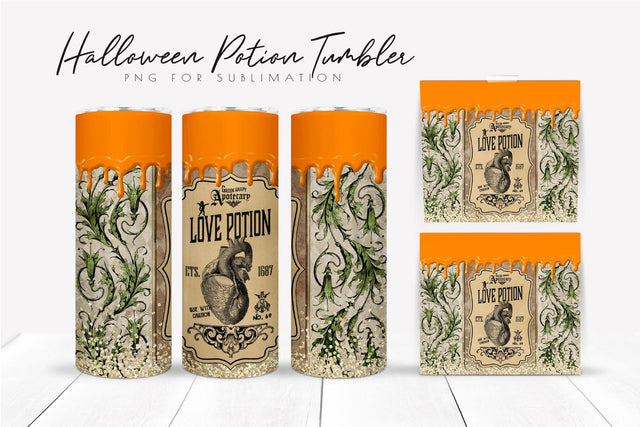 Halloween Magic Potion Tumbler Wrap 20 Oz Skinny Tumbler Sublimation OrangeBrushStudio 