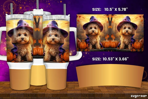 Halloween Maltipu Wrap Bundle | Tumbler | Mug | Pen Sublimation SvgOcean 