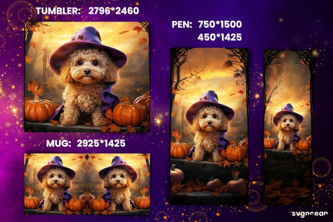 Halloween Maltipu Wrap Bundle | Tumbler | Mug | Pen Sublimation SvgOcean 