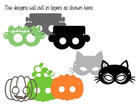 Halloween mask designs, Frankenstein's monster, Cat and Pumpkin SVG / DXF / EPS files SVG Digital Gems 
