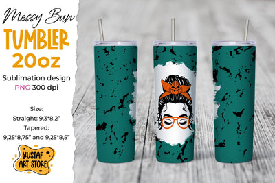 Halloween Messy Bun and pumpkin tumbler sublimation wrap Sublimation Yustaf Art Store 