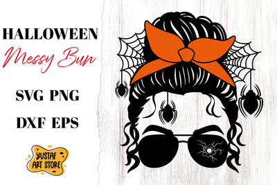 Halloween Messy Bun and Spider SVG. Cut file and sublimation SVG Yustaf Art Store 