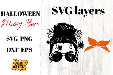 Halloween Messy Bun and Spider SVG. Cut file and sublimation SVG Yustaf Art Store 