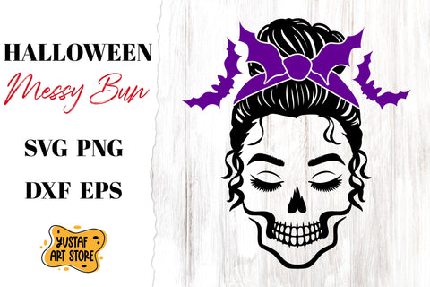 Halloween Messy Bun mini SVG Bundle. SVG Yustaf Art Store 