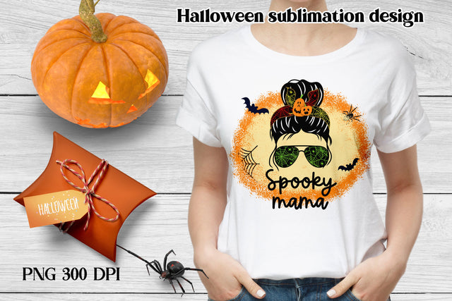 Halloween messy bun sublimation | Spooky mama Sublimation Svetana Studio 