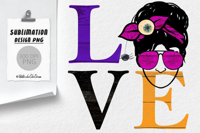 Halloween Messy Bun Sublimation WatercolorColorDream 