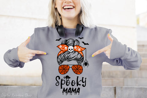 Halloween messy bun svg, Halloween mom life svg, spooky mama SVG Digital Rainbow Shop 