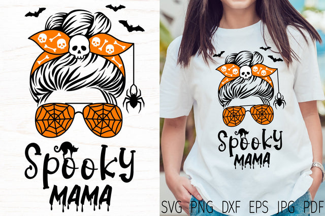 Halloween messy bun svg, Halloween mom life svg, spooky mama SVG Digital Rainbow Shop 