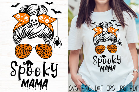 Halloween messy bun svg, Halloween mom life svg, spooky mama SVG Digital Rainbow Shop 