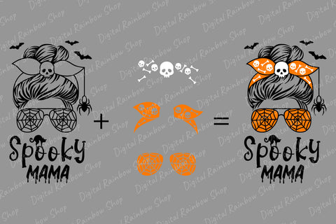 Halloween messy bun svg, Halloween mom life svg, spooky mama SVG Digital Rainbow Shop 