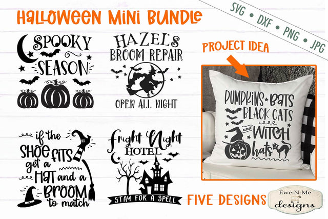 Halloween Mini Bundle - Witch Pumpkin Haunted House Bats SVG Ewe-N-Me Designs 