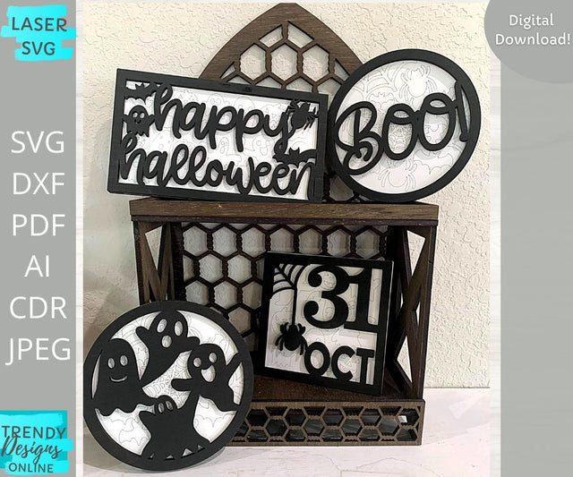Halloween mini Signs svg, Tiered Tray Glowforge laser cut svg SVG Trendy Designs Online 