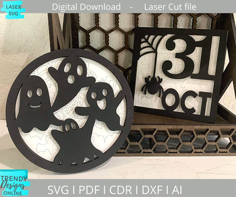 Halloween mini Signs svg, Tiered Tray Glowforge laser cut svg SVG Trendy Designs Online 
