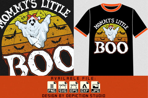 Halloween Mommy's Little Boo T-Shirt, Halloween Retro Vintage Shirt, Ghost Shirt Print Template Sketch DESIGN Depiction Studio 