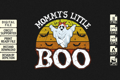 Halloween Mommy's Little Boo T-Shirt, Halloween Retro Vintage Shirt, Ghost Shirt Print Template Sketch DESIGN Depiction Studio 