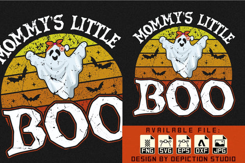 Halloween Mommy's Little Boo T-Shirt, Halloween Retro Vintage Shirt, Ghost Shirt Print Template Sketch DESIGN Depiction Studio 
