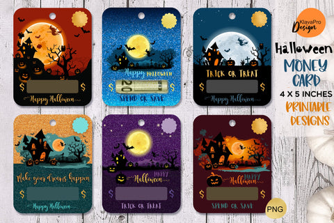 Halloween Money Card 6 PNG Designs | Gift for Halloween Sublimation Klava P 