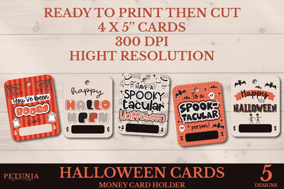 Halloween Money Card Bundle | Happy Halloween Printable Gift SVG Petunia Digital Design 