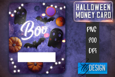 Halloween Money Card PNG Design | Halloween Money Holder | Pumpkin PNG Sublimation Fly Design 